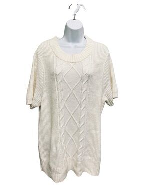 Torrid Cable Knit Short Sleeve Tunic Sweater Cream Ivory Plus Size 3X